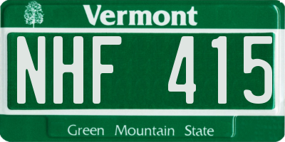 VT license plate NHF415