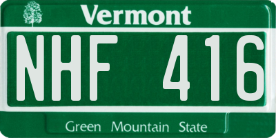 VT license plate NHF416