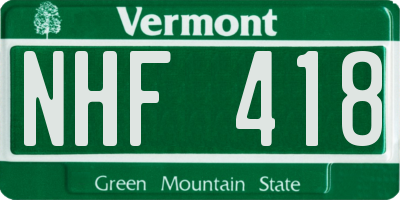 VT license plate NHF418