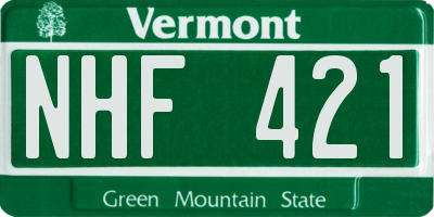 VT license plate NHF421