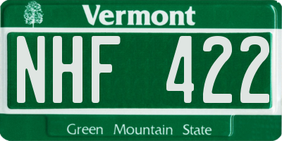 VT license plate NHF422