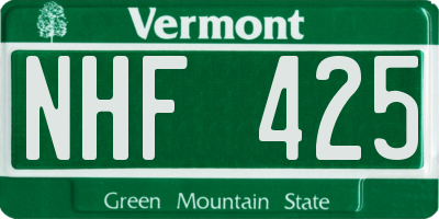 VT license plate NHF425