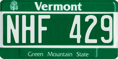 VT license plate NHF429