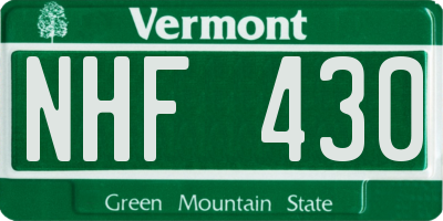 VT license plate NHF430