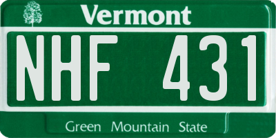 VT license plate NHF431