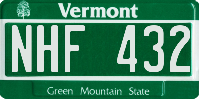 VT license plate NHF432