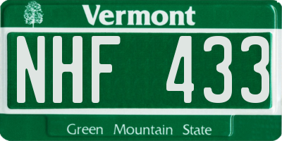 VT license plate NHF433