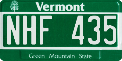 VT license plate NHF435
