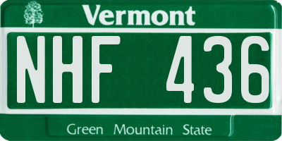 VT license plate NHF436