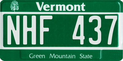 VT license plate NHF437