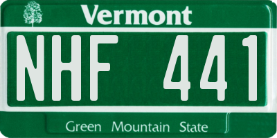 VT license plate NHF441