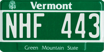 VT license plate NHF443