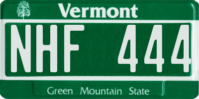 VT license plate NHF444