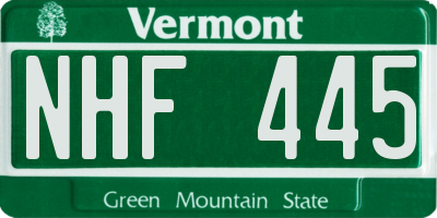 VT license plate NHF445