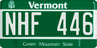 VT license plate NHF446