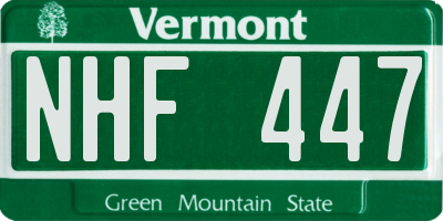 VT license plate NHF447