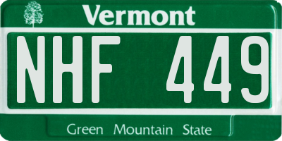 VT license plate NHF449