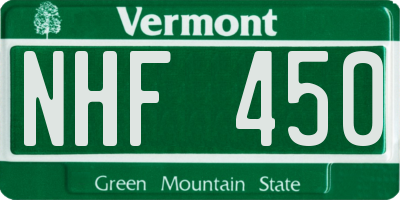 VT license plate NHF450