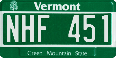 VT license plate NHF451