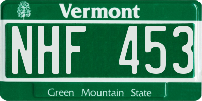 VT license plate NHF453