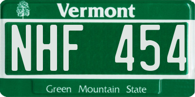 VT license plate NHF454