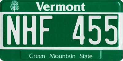 VT license plate NHF455