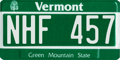 VT license plate NHF457