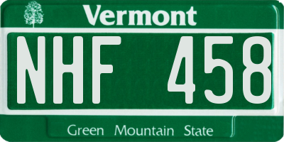 VT license plate NHF458