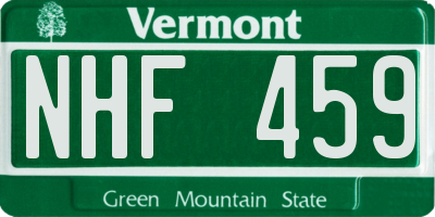 VT license plate NHF459
