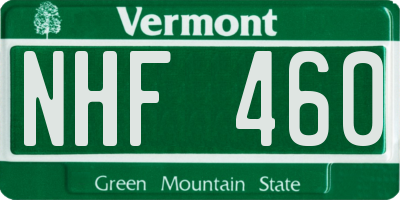 VT license plate NHF460