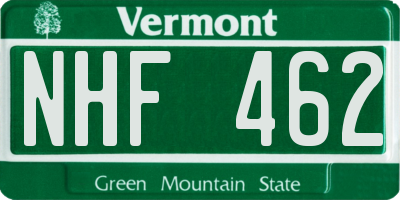VT license plate NHF462