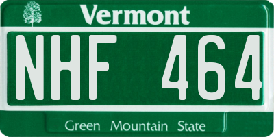 VT license plate NHF464