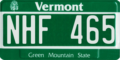 VT license plate NHF465