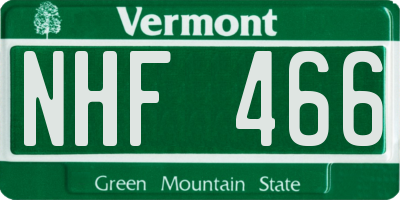 VT license plate NHF466