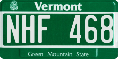 VT license plate NHF468