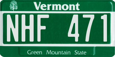 VT license plate NHF471