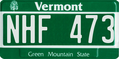 VT license plate NHF473