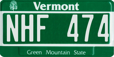 VT license plate NHF474