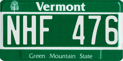 VT license plate NHF476