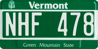 VT license plate NHF478