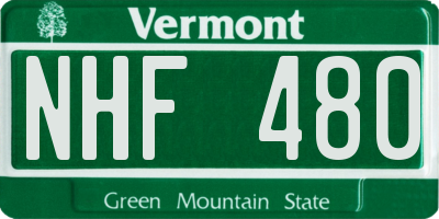VT license plate NHF480