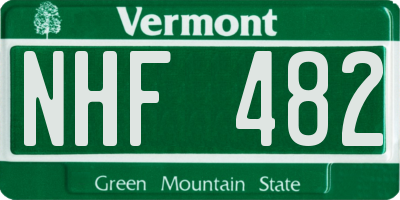 VT license plate NHF482