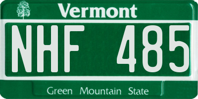 VT license plate NHF485