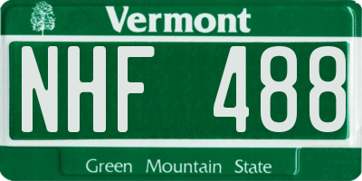 VT license plate NHF488