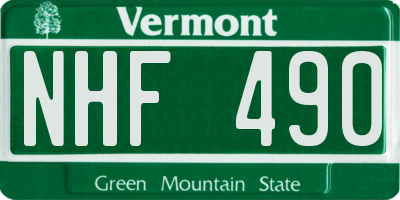 VT license plate NHF490