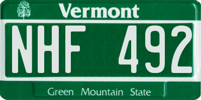 VT license plate NHF492