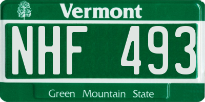 VT license plate NHF493