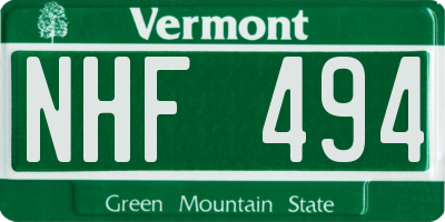 VT license plate NHF494