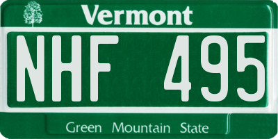 VT license plate NHF495