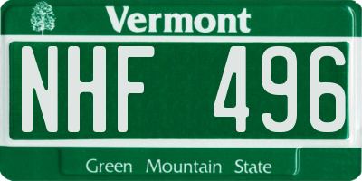 VT license plate NHF496